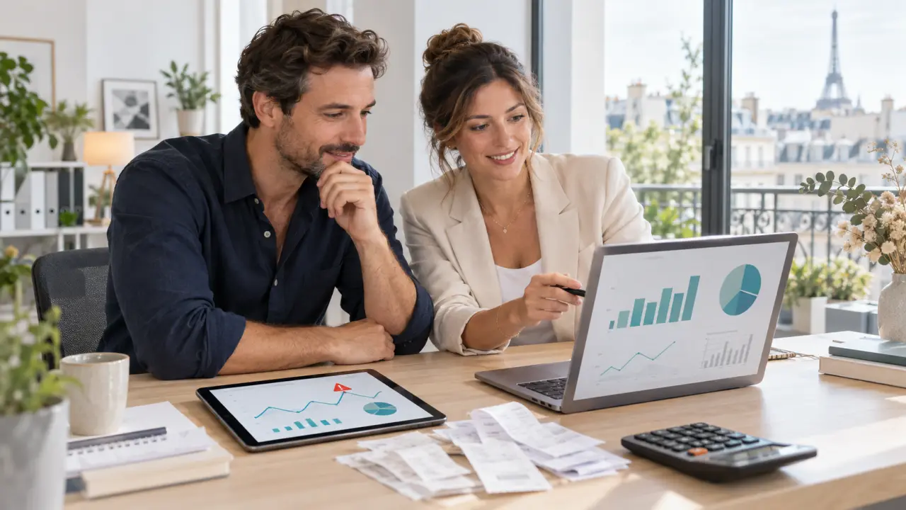 Dirigeant analysant les charges et le budget de son entreprise sur un tableau de bord