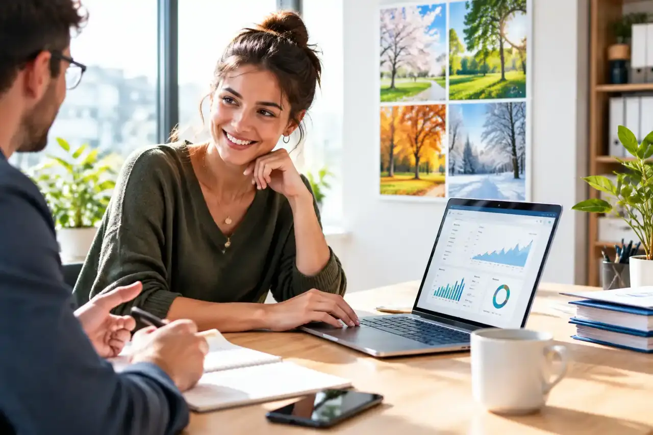 Dirigeant consultant un tableau de trésorerie dans un bureau lumineux